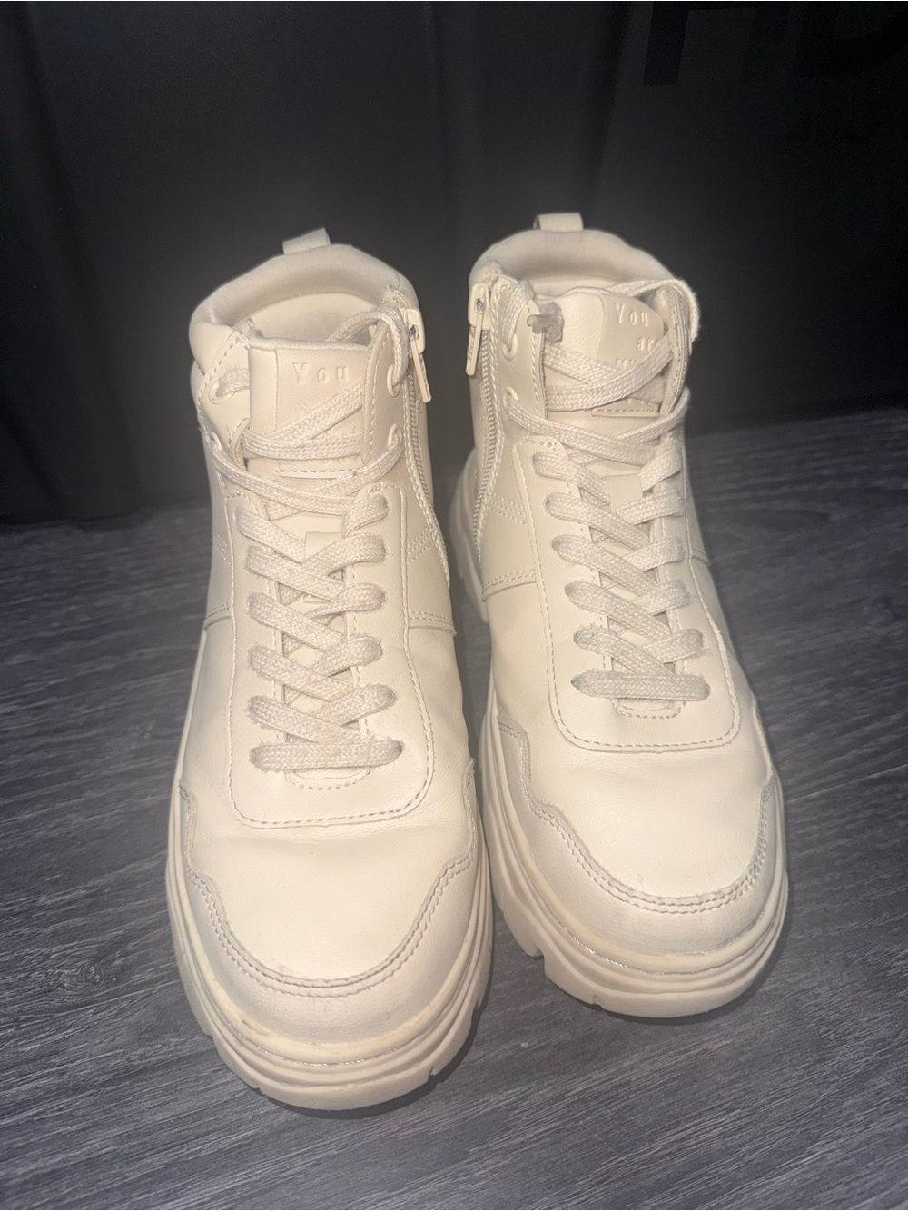 ZARA Women’s Cream High-Top Platform Sneakers